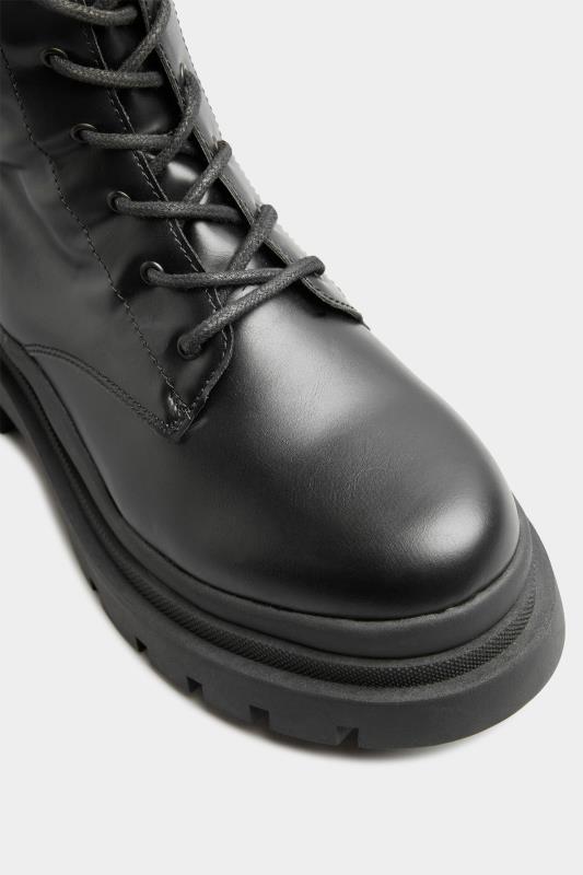LIMITED COLLECTION Black Leather Look High Lace Up Boots In Wide E Fit 5