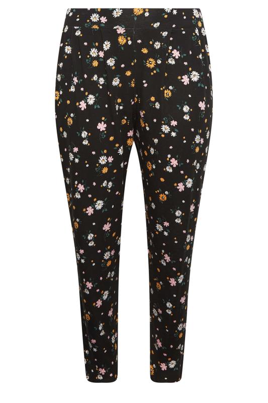 YOURS Plus Size Black Floral Print Harem Trousers | Yours Clothing  5