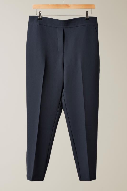 EVANS Plus Size Navy Blue Tapered Tailored Trousers | Evans 5