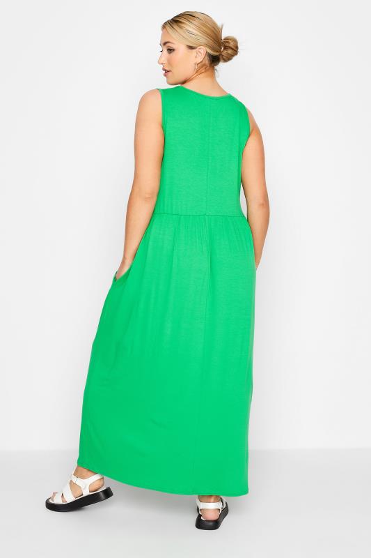LIMITED COLLECTION Curve Bright Green Sleeveless Pocket Maxi Dress 3