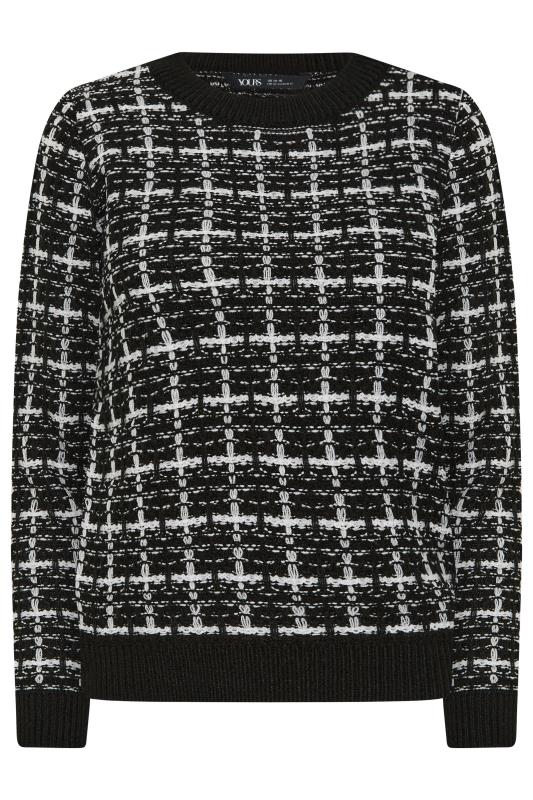 YOURS PETITE Plus Size Black Check Boucle Jumper | Yours Clothing 6