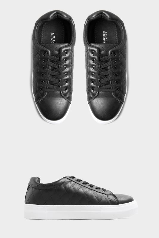 LIMITED COLLECTION Black Quilted Trainers In Wide E Fit 2
