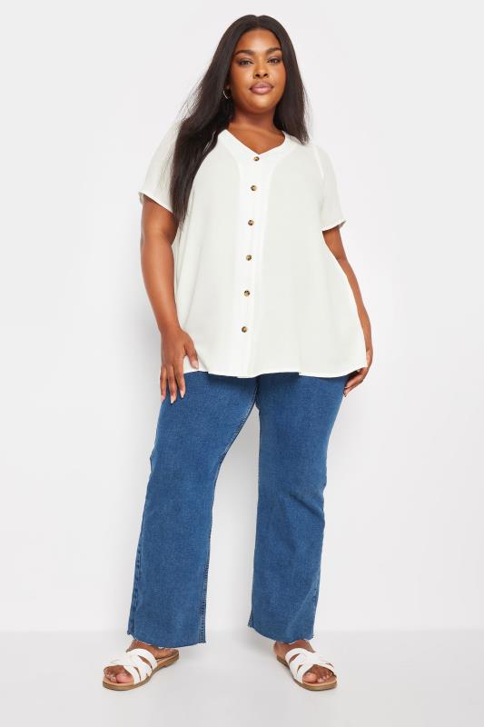 YOURS Plus Size White Button Front Blouse | Yours Clothing 2