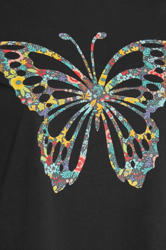 Curve Black Butterfly Print T-Shirt 5