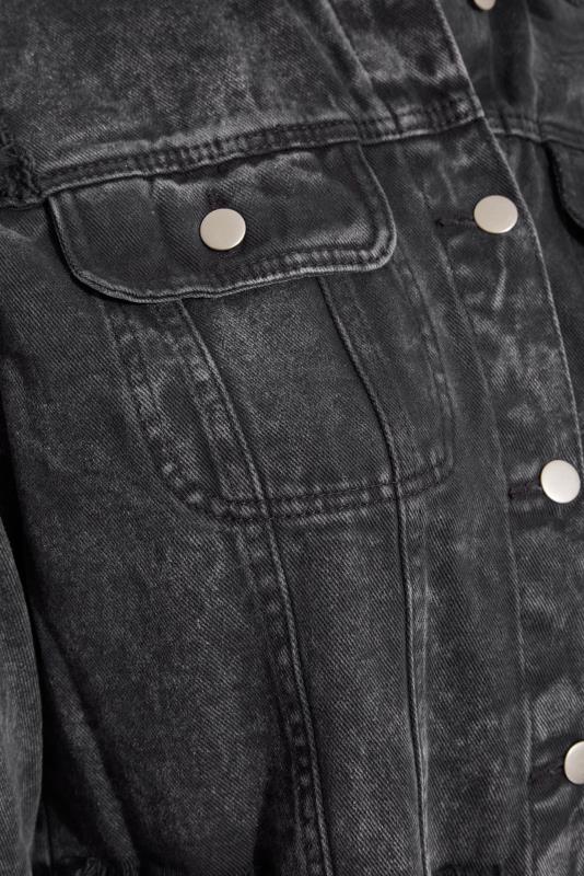 Curve Black Cropped Distressed Denim Jacket 5