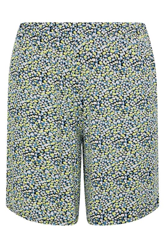 Curve Green Floral Pocket Jersey Shorts 5