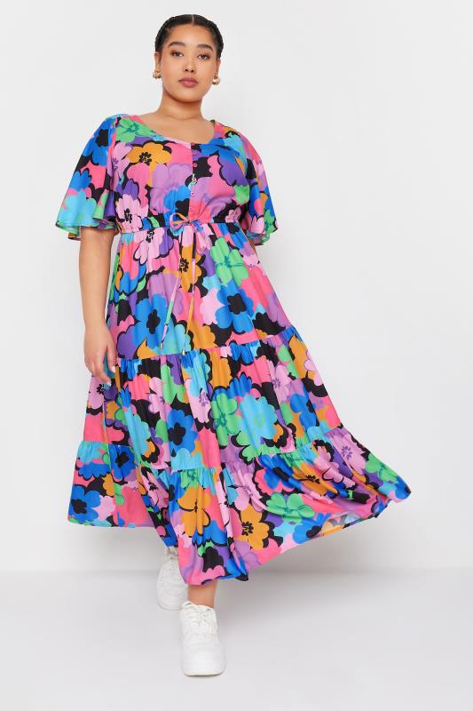 Plus Size  YOURS Curve Purple Floral Print Maxi Dress