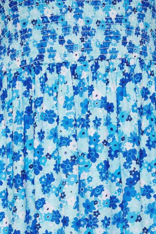 LIMITED COLLECTION Plus Size Curve Blue Ditsy Print Shirred Midaxi Dress | Yours Clothing  6