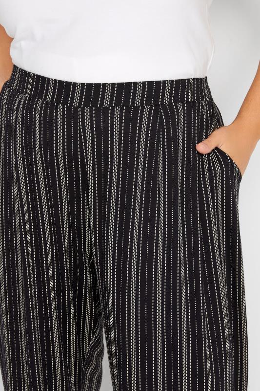Plus Size Black Stripe Print Wide Leg Stretch Trousers | Yours Clothing 4