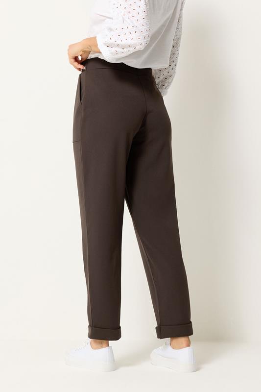 M&Co Petite Chocolate Brown Carpenter Tapered Trousers | M&Co 1