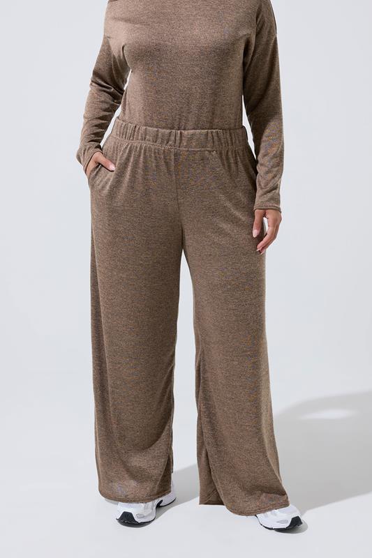 LIMITED COLLECTION Plus Size Natural Brown Wide Leg Trousers | Yours Clothing 1