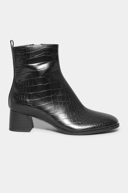 LTS Black Croc Block Heel Boots 3