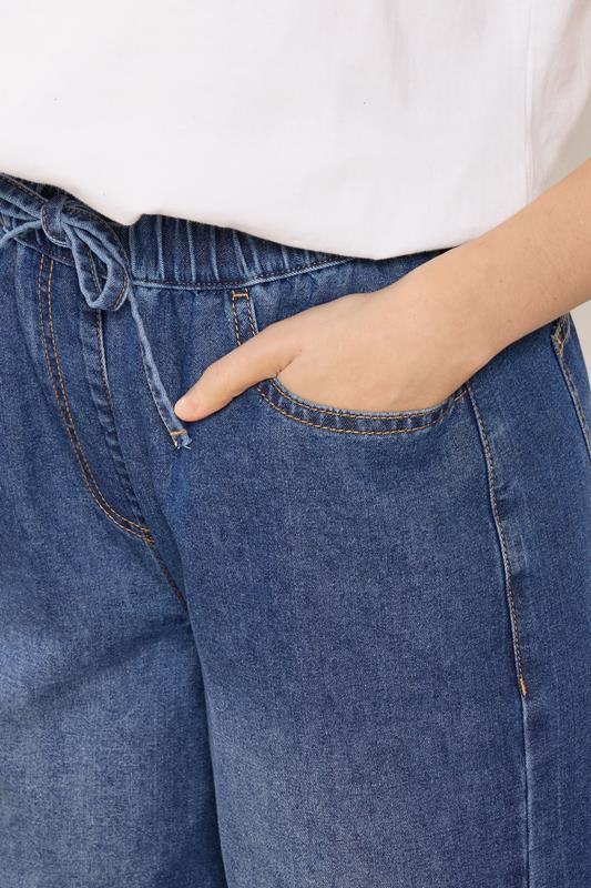 M&Co Blue Midwash Tie Waist Wide Leg Jeans | M&Co 4