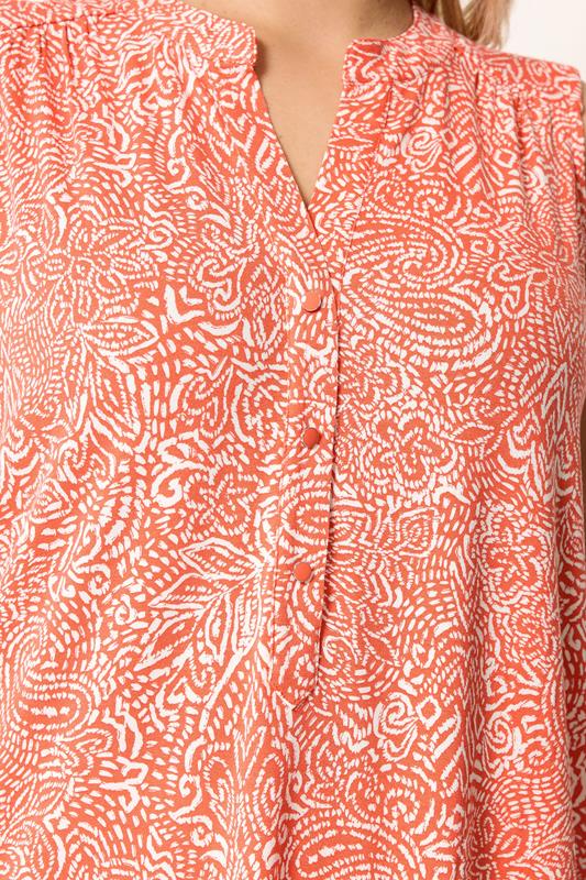 YOURS Plus Size Orange Floral Ikat Print Sleeveless Swing Blouse | Yours Clothing 4