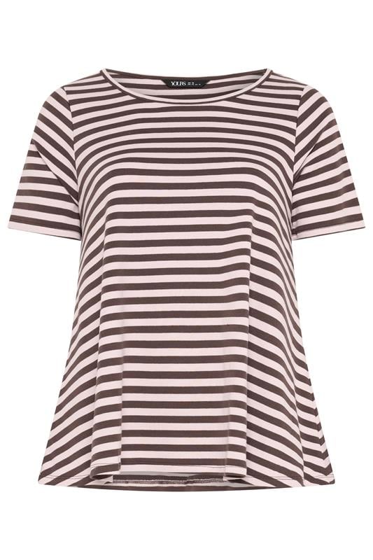 YOURS Plus Size Chocolate Brown & Pink Swing Top | Yours Clothing 5