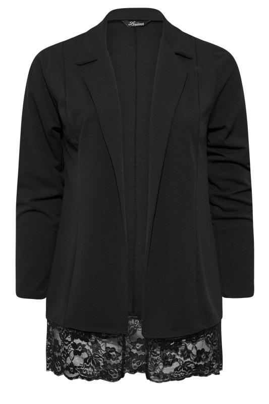 LIMITED COLLECTION Curve Black Lace Hem Blazer | Yours Clothing 6