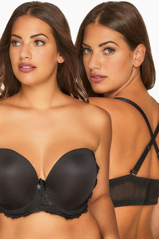 Plus Size  Black Moulded Underwired Full Cup Multiway Bra With Removable Straps