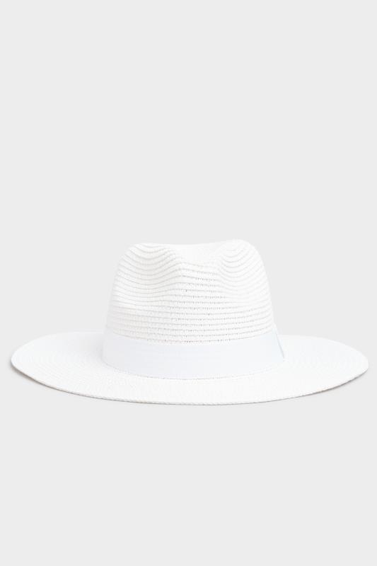 Plus Size  Yours White Straw Fedora Hat