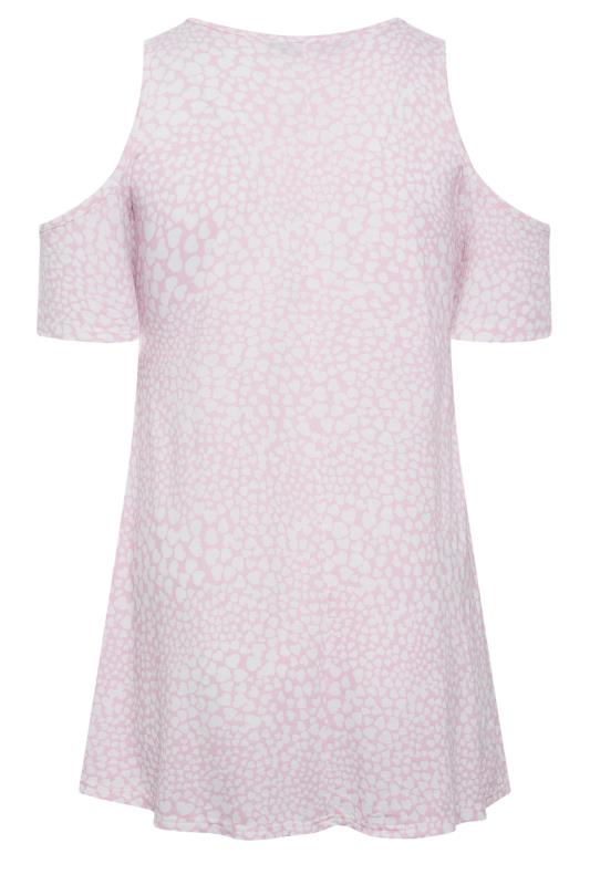 LIMITED COLLECTION Plus Size Curve Pink Heart Print Keyhole Short Sleeve Top | Yours Clothing  7