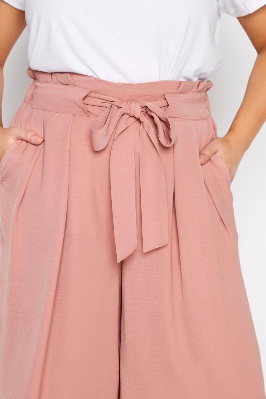 Plus Size Pink Paperbag Twill Culottes | Yours Clothing 3