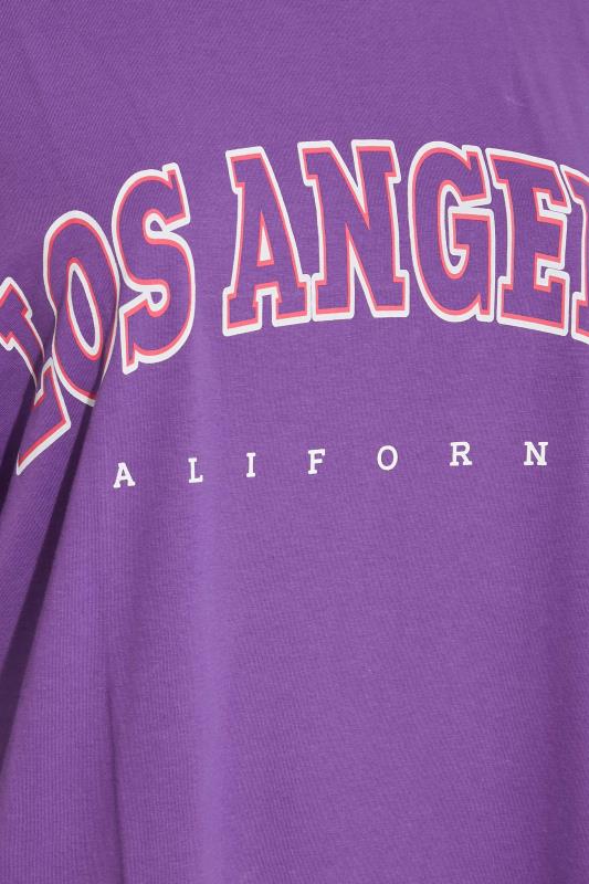 Plus Size Purple 'Los Angeles' Oversized Tunic T-Shirt Dress | Yours Clothing 6