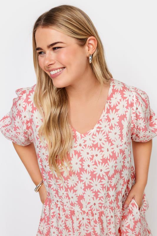 YOURS Plus Size Pink Floral Print Tiered Dress | Yours Clothing 4