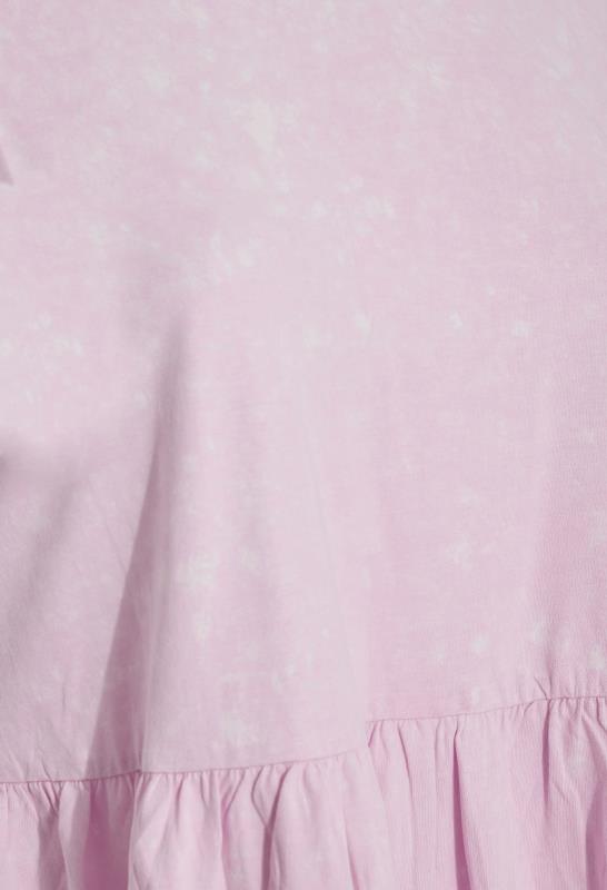 Plus Size Pink Acid Wash Peplum Top | Yours Clothing 4