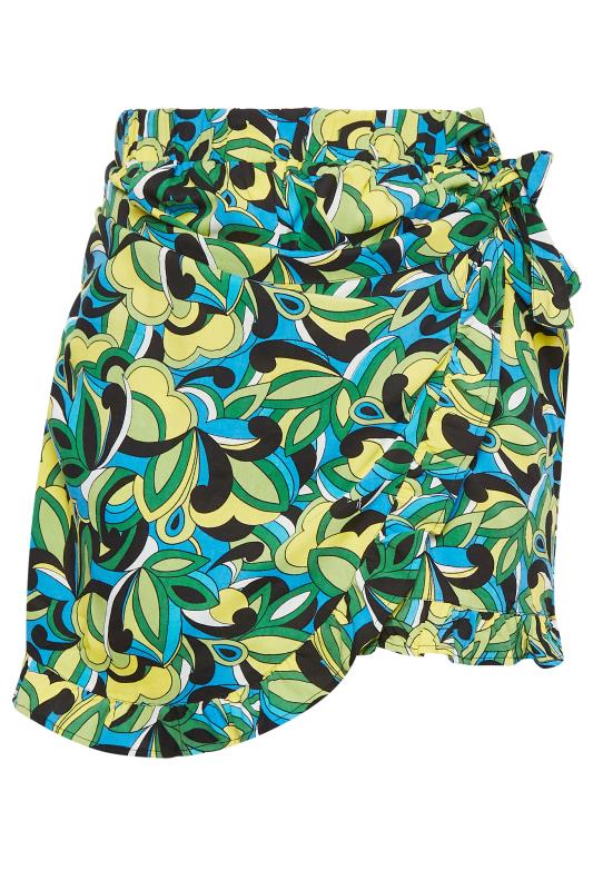 YOURS Plus Size Blue Abstract Floral Print Skort | Yours Clothing 4