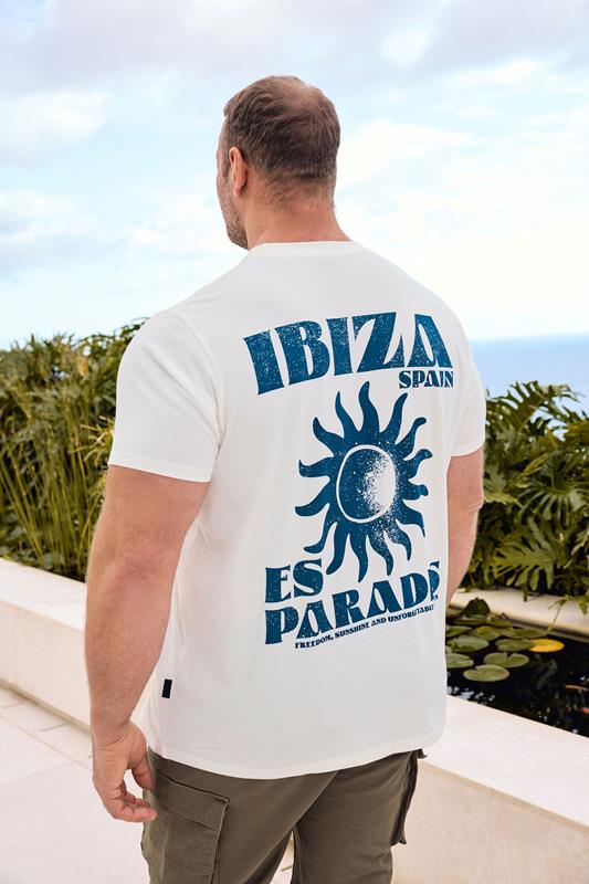  BadRhino T-shirt blanc cassé à imprimé « Ibiza Paradise » Big & Tall