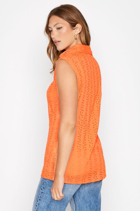 LTS Tall Women's Orange Broderie Anglaise Sleeveless Shirt | Long Tall Sally 3