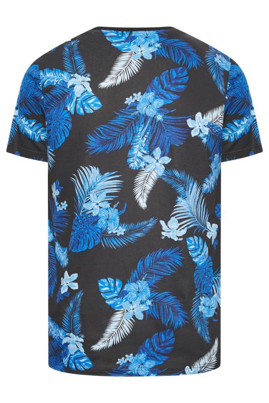 BadRhino Big & Tall Black & Blue Hawaiian Print T-Shirt | BadRhino 4