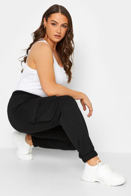 YOURS Plus Size Black Cargo Joggers | Yours Clothing 2