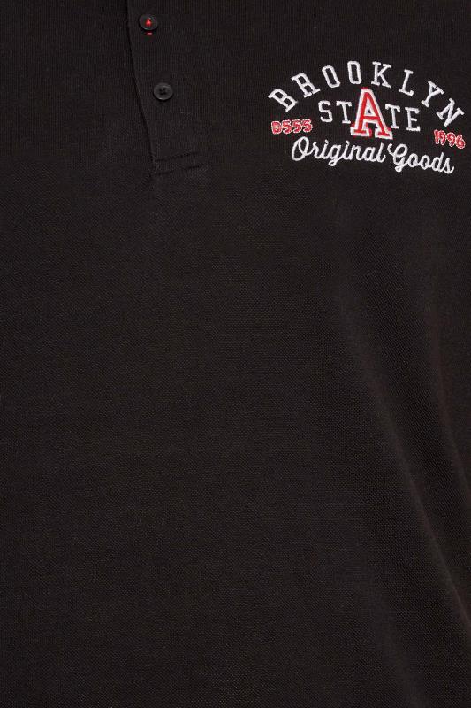 D555 Big & Tall Black 'Brooklyn State' Embroidered Polo Shirt | BadRhino 2