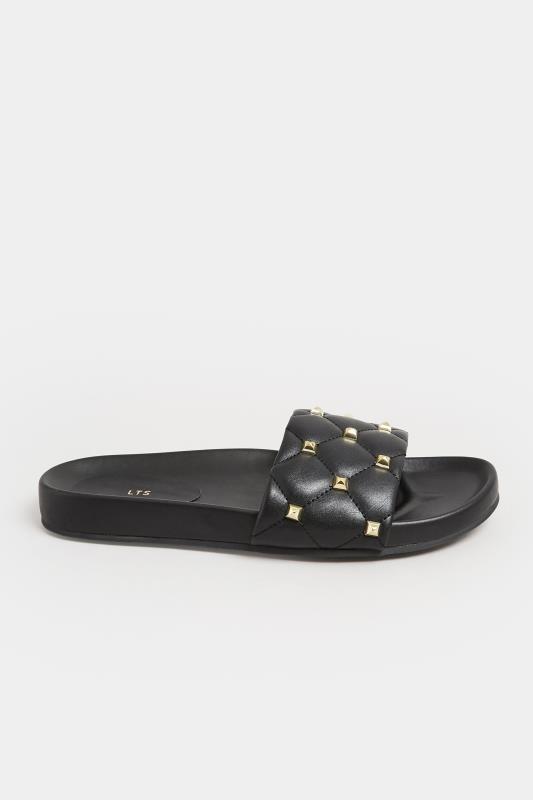 LTS Black Stud Quilted Sliders In Standard Fit | Long Tall Sally 3