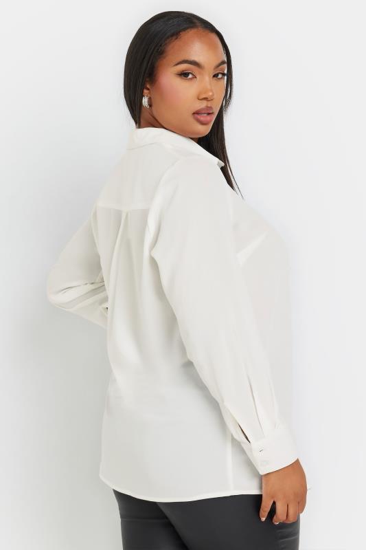 YOURS Plus Size White Diamante Pocket Shirt | Yours Clothing  3