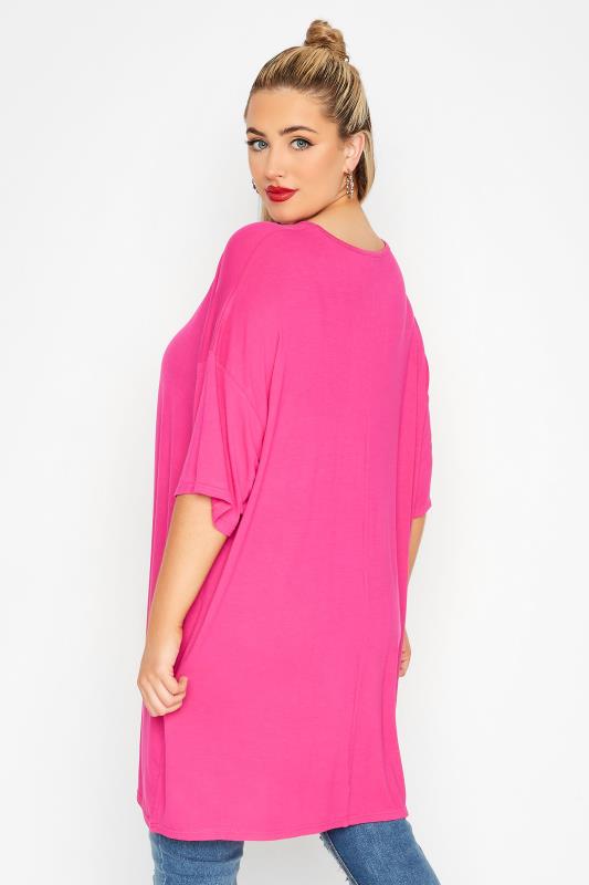 LIMITED COLLECTION Plus Size Hot Pink Foil Leopard Print Oversized T-Shirt | Yours Clothing  3