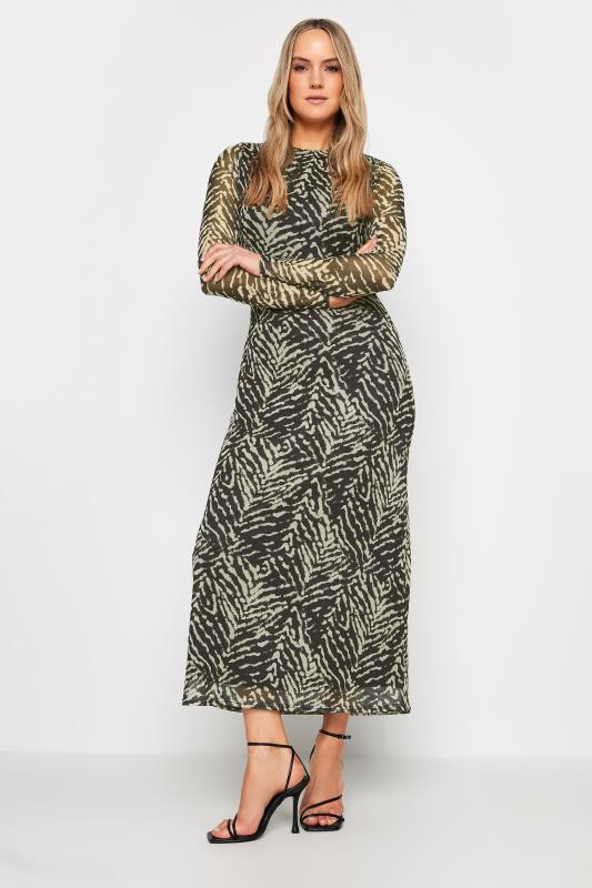  Grande Taille LTS Tall Black Abstract Print Mesh Midaxi Dress