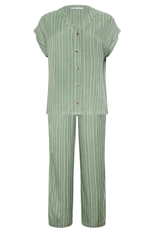 M&Co Set Sage Green Dobby Striped Top & Trousers | M&Co 9
