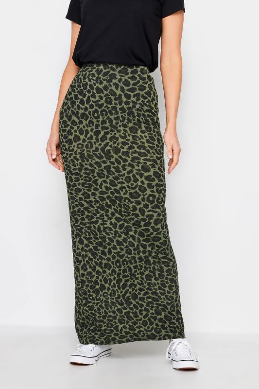 LTS Tall Khaki Green Leopard Print Maxi Skirt | Long Tall Sally 2