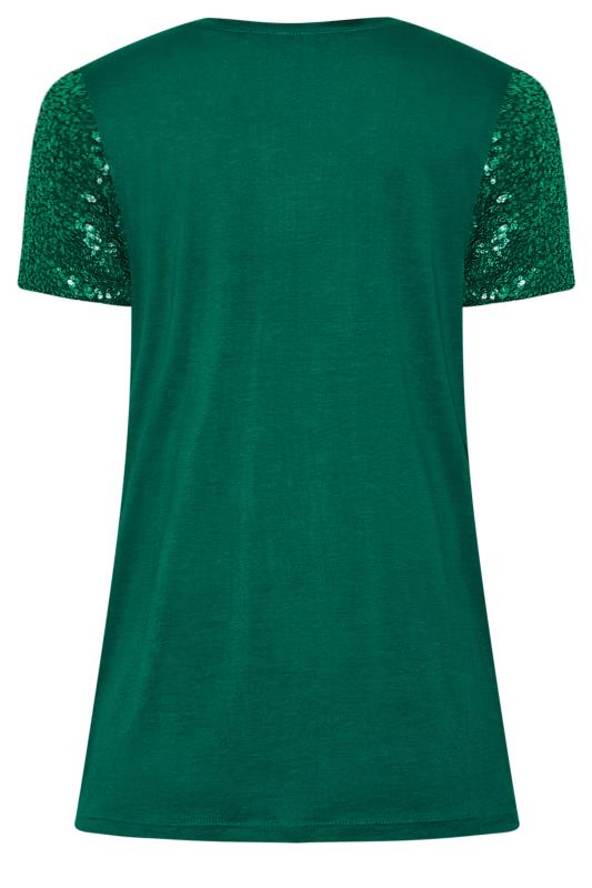 LTS Tall Emerald Green Sequin Embellished Boxy T-Shirt | Long Tall Sally 6