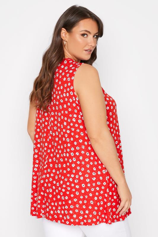 Plus Size Red Daisy Swing Vest Top | Yours Clothing 3