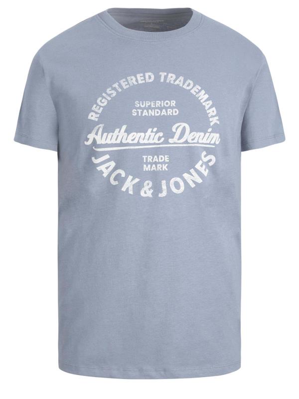 JACK & JONES Big & Tall Grey Logo Printed T-Shirt | BadRhino 2