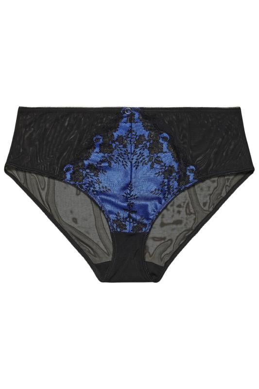 YOURS Plus Size Black & Blue Lace Detail Briefs | Yours Clothing  6