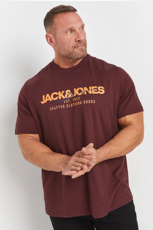 JACK & JONES Big & Tall Wine Red & Navy 3 Pack T-Shirts | BadRhino 2