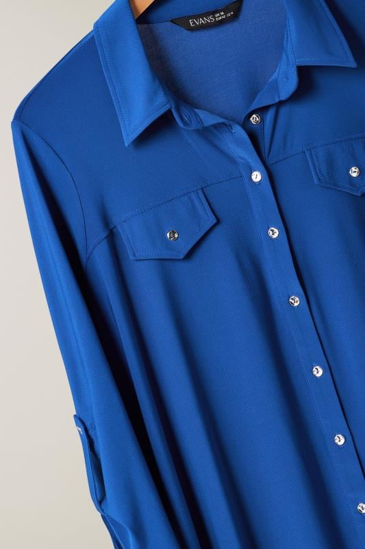 EVANS Plus Size Cobalt Blue Tab Sleeve Blouse | Evans  6