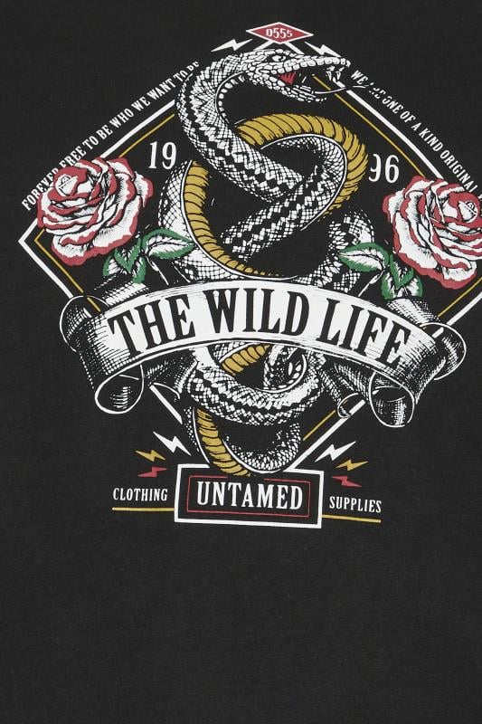 D555 Big & Tall Black 'The Wild Life' Graphic Print Tee | BadRhino 3