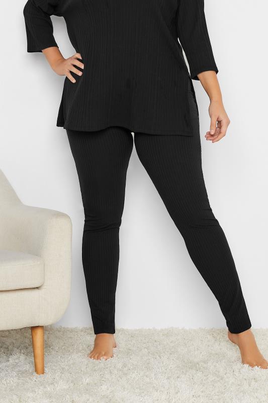  Grande Taille LTS Tall Black Stretch Ribbed Lounge Leggings