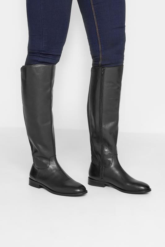 LTS Black Leather Calf Boots In Standard D Fit 1