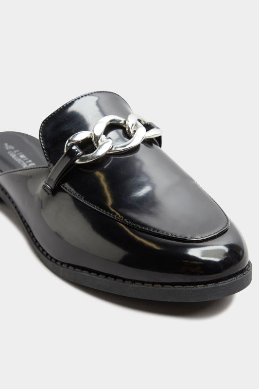 LIMITED COLLECTON Black Patent Chain Mules In Extra Wide EEE Fit 6