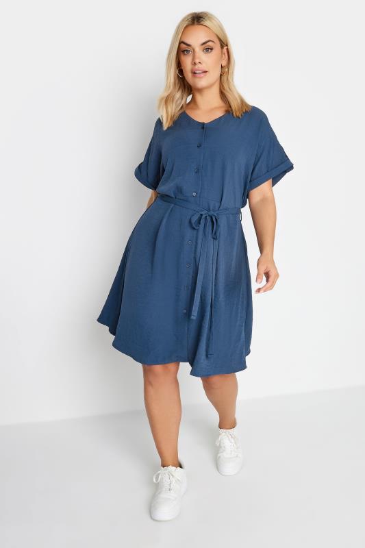  Grande Taille YOURS Curve Navy Blue Utility Shirt Mini Dress